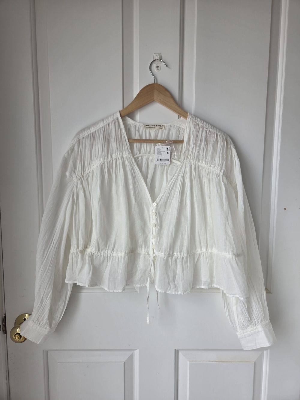 We The Free White Lightweight Peasant Blouse